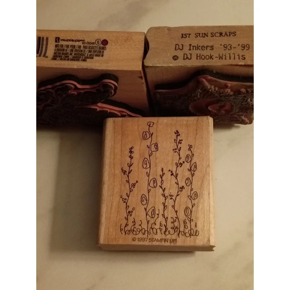 Stampin Up DJ Inkers Inkadinkado Rubber Stamp Lot Butterfly Sun Floral Vintage